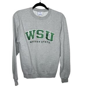 CHAMPION / green gray embroidered WSU Wright State crewneck sweatshirt / S
